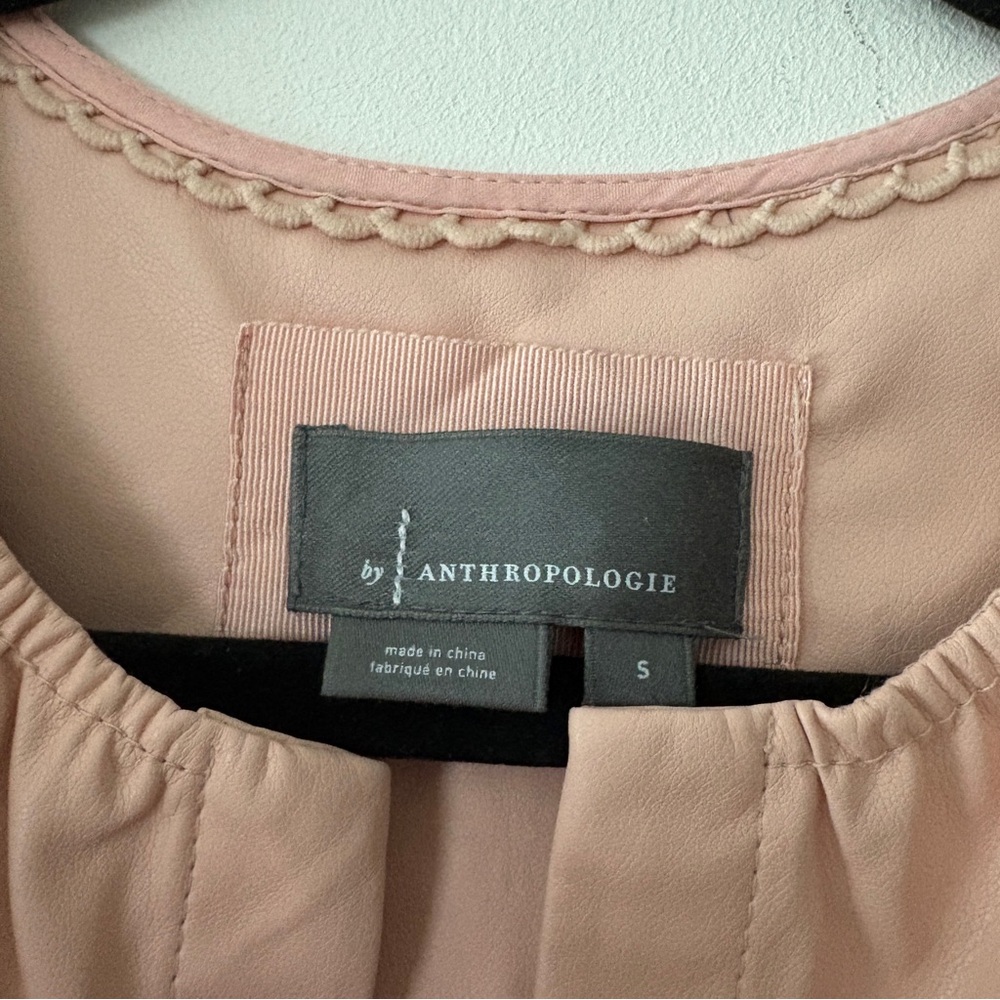 Anthropologie Dress The Somerset Vegan Leather Mini Size Small Pink Fit & Flare - Picture 2 of 11